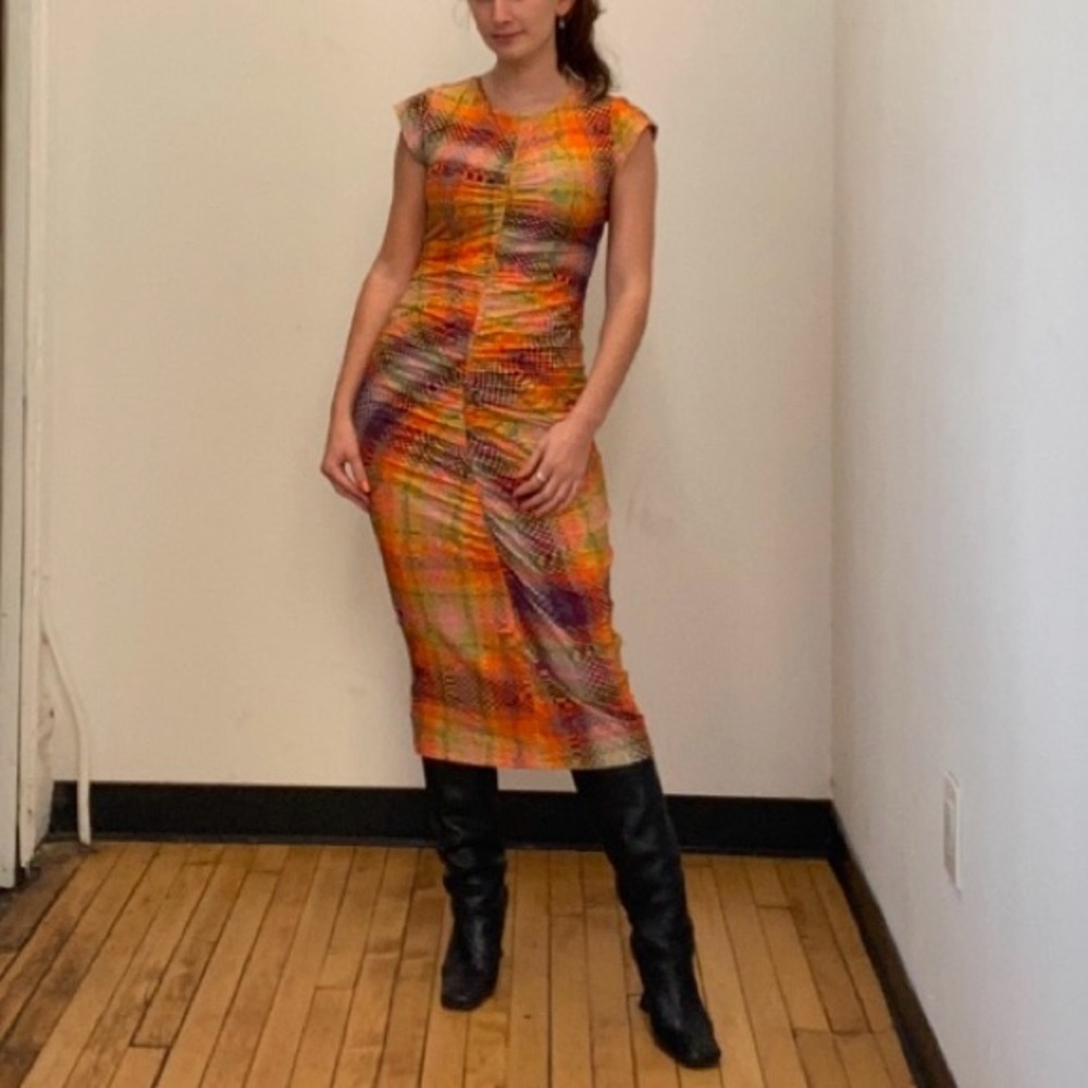 Paloma Wool Multicolor Plaid Midi Dress